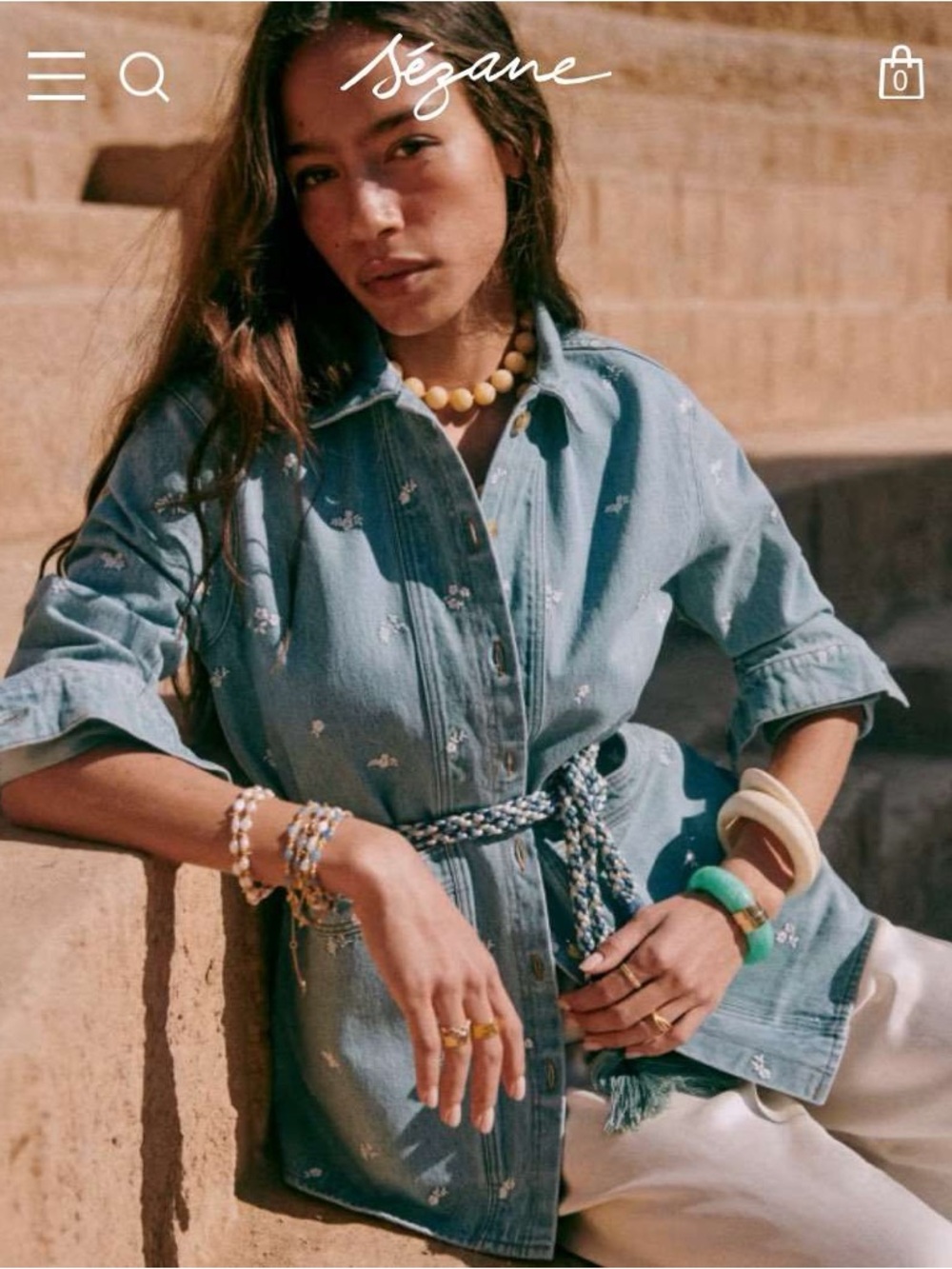 Sézane Will Jacket with Embroidered Denim Size S